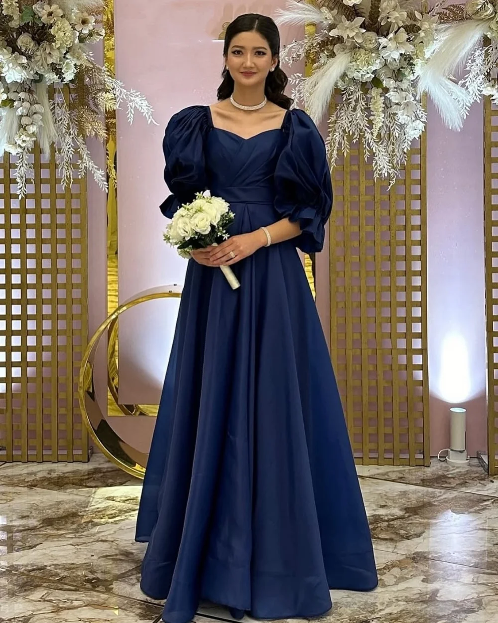 

Customized Modern Style Fashion Organza Pleat Draped Sash A-line Off-the-shoulder Long Dresses Bespoke Occasion Dresses Classic