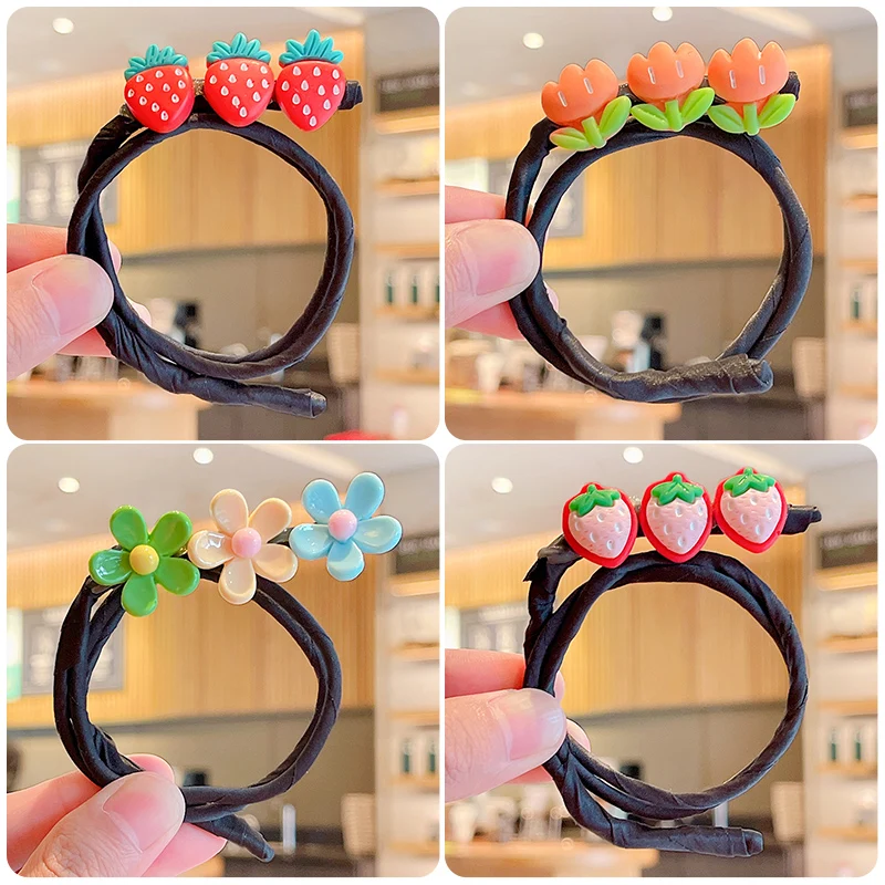 Children Girls Cute Cartoon Flower Bow Magic Hair Bands Girls Sweet  Hair Ball Head Artifact Kids Lovely Curly Hair  Accessories