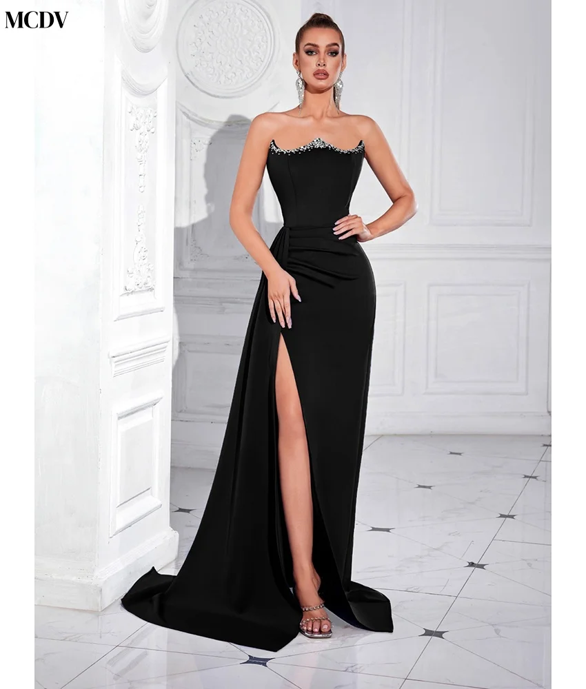 Vestido de noche de cristal con corte en A, Jersey de moda personalizado, escote en forma de corazón sin mangas, largo hasta el suelo, de alta calidad