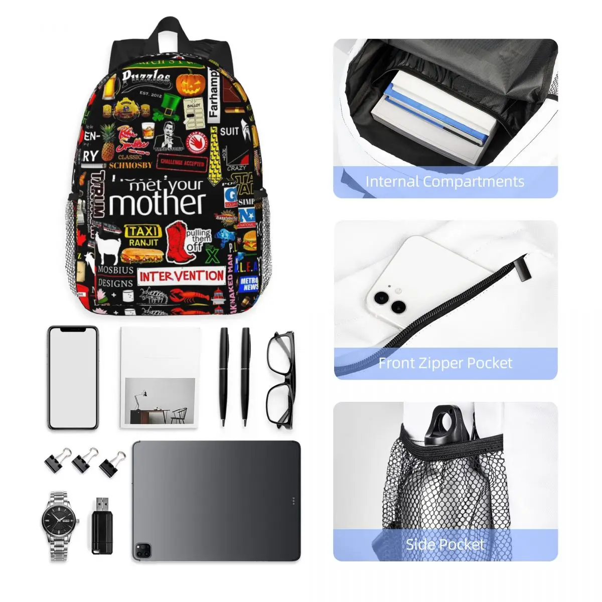 Mochilas escolares para meninos e meninas, Mochilas escolares para estudantes, Mochila de ombro, Mochila casual, Como eu encontrei sua mãe, grande capacidade