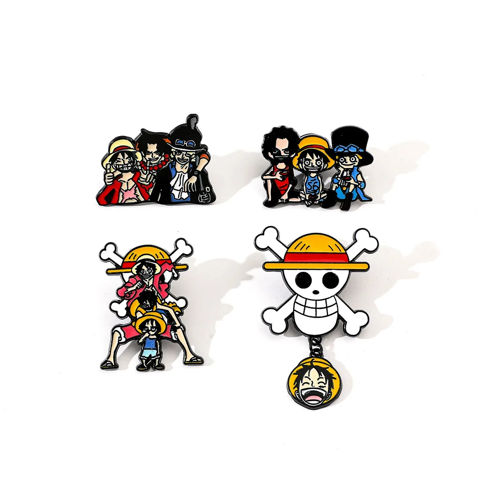 One Piece Emaille-Anstecknadel, niedliche Cartoon-Anime-Brosche für Jungen, für Mäntel, Herrenbroschen, modische Reversnadeln, Schmuckgeschenk für Fans und Freunde