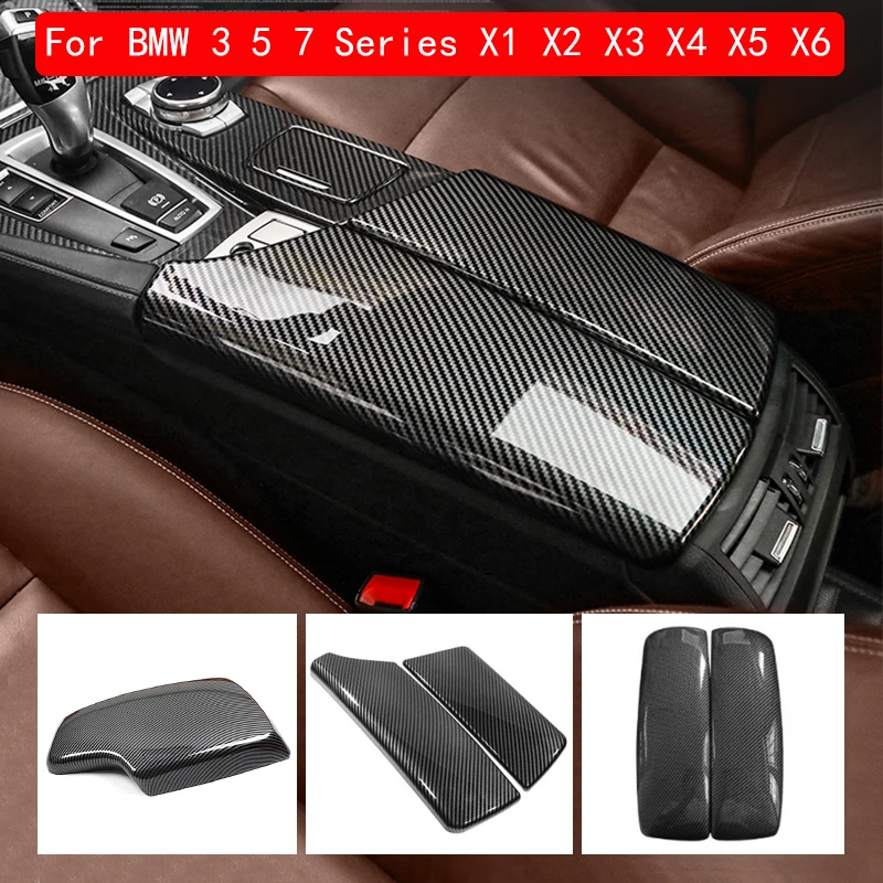 

For BMW 3 5 7 Series 3GT 5GT 6GT X5 X6 X7 Carbon Fiber Car Center Armrest Box Protective Cover Auto Seat Arm Rest Box Cover