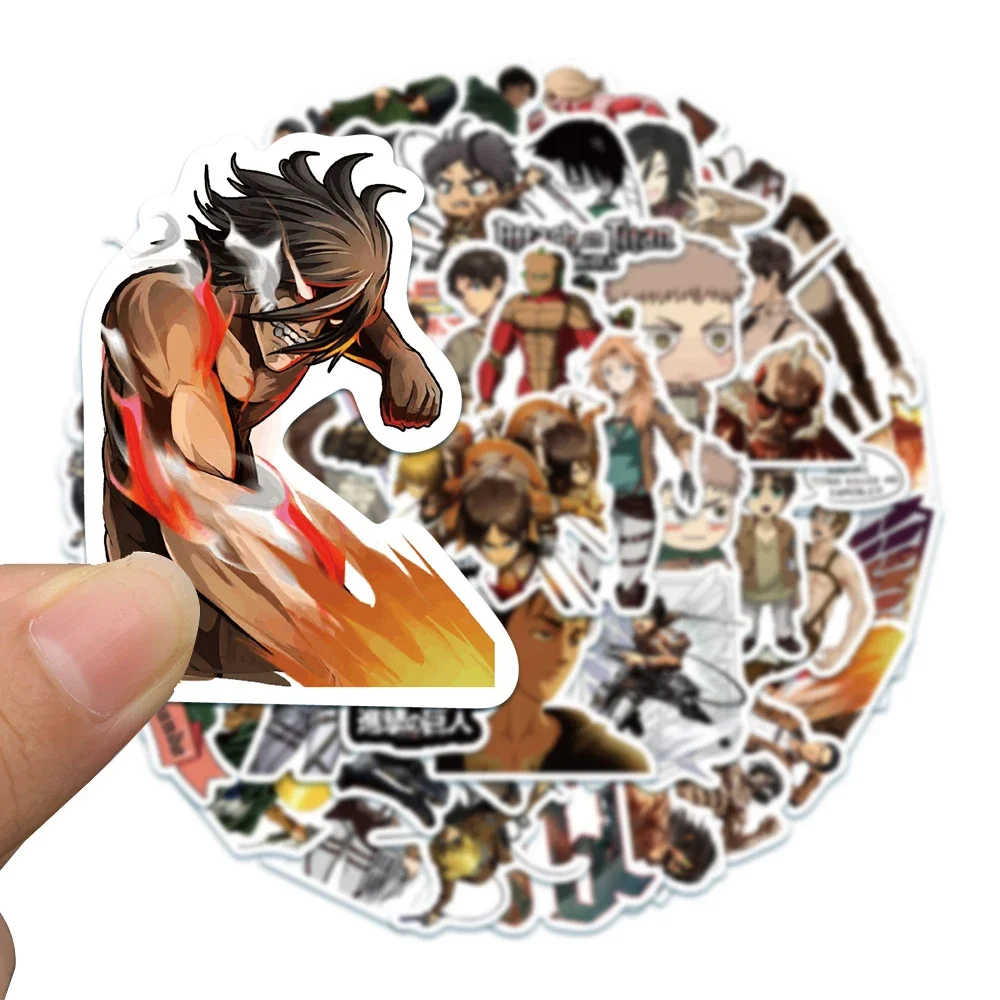 50PCS Attack on Titan Anime Stickers Cartoon Decal Kids Toy Skateboard Motorcycle Laptop Phone Bike Car Waterproof Sticker