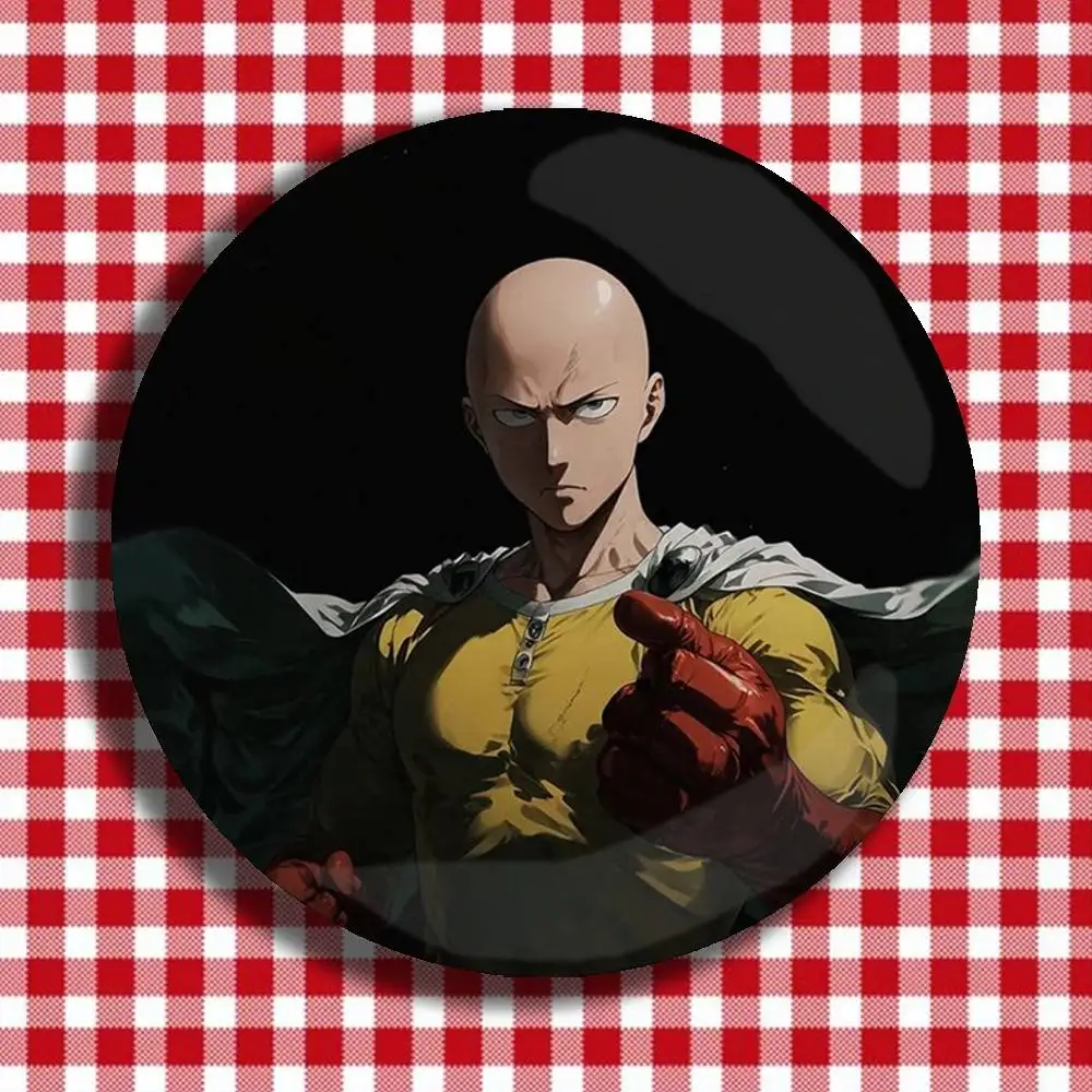 One P-Punch S-Saitama M-Man Badge Stage Brooches on Backpack Clothes Handmade Round Enamel Pins for Jewelry Gift Bag Accessory