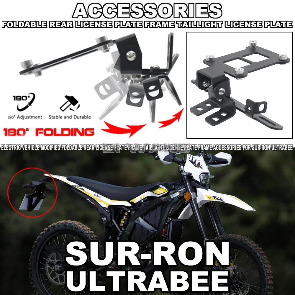 

License Plate Bracket Foldable Rear Tail Frame Electric Cross-country Bike Sur-ron UltraBee Accessories For Sur-ron UltraBee