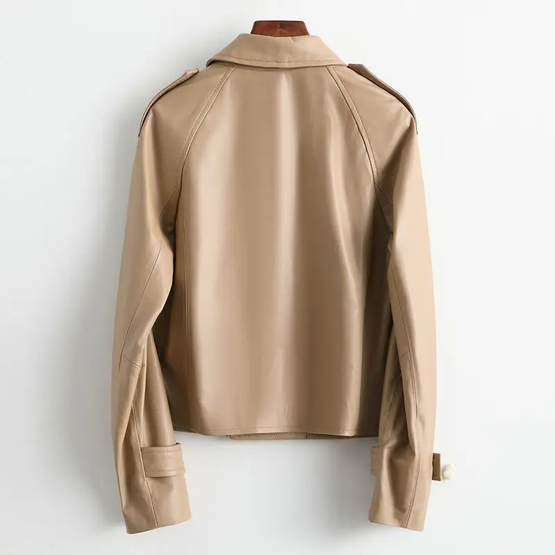 Veste en cuir décontractée en peau de mouton véritable pour femmes, vestes pour femmes, manteau à la mode, printemps et automne, nouveau