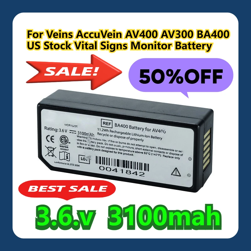 

For Veins AccuVein AV400 AV300 BA400 Stock Vital Signs Monitor Battery