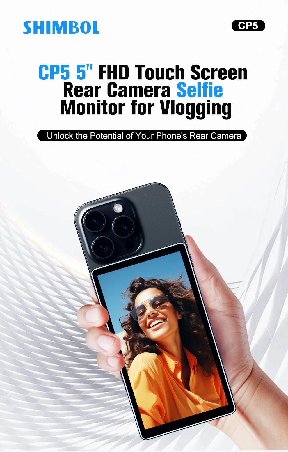 CP5 5" FHD Touch Screen Rear Camera Selfie Monitor Screen for Smartphone Vloggin