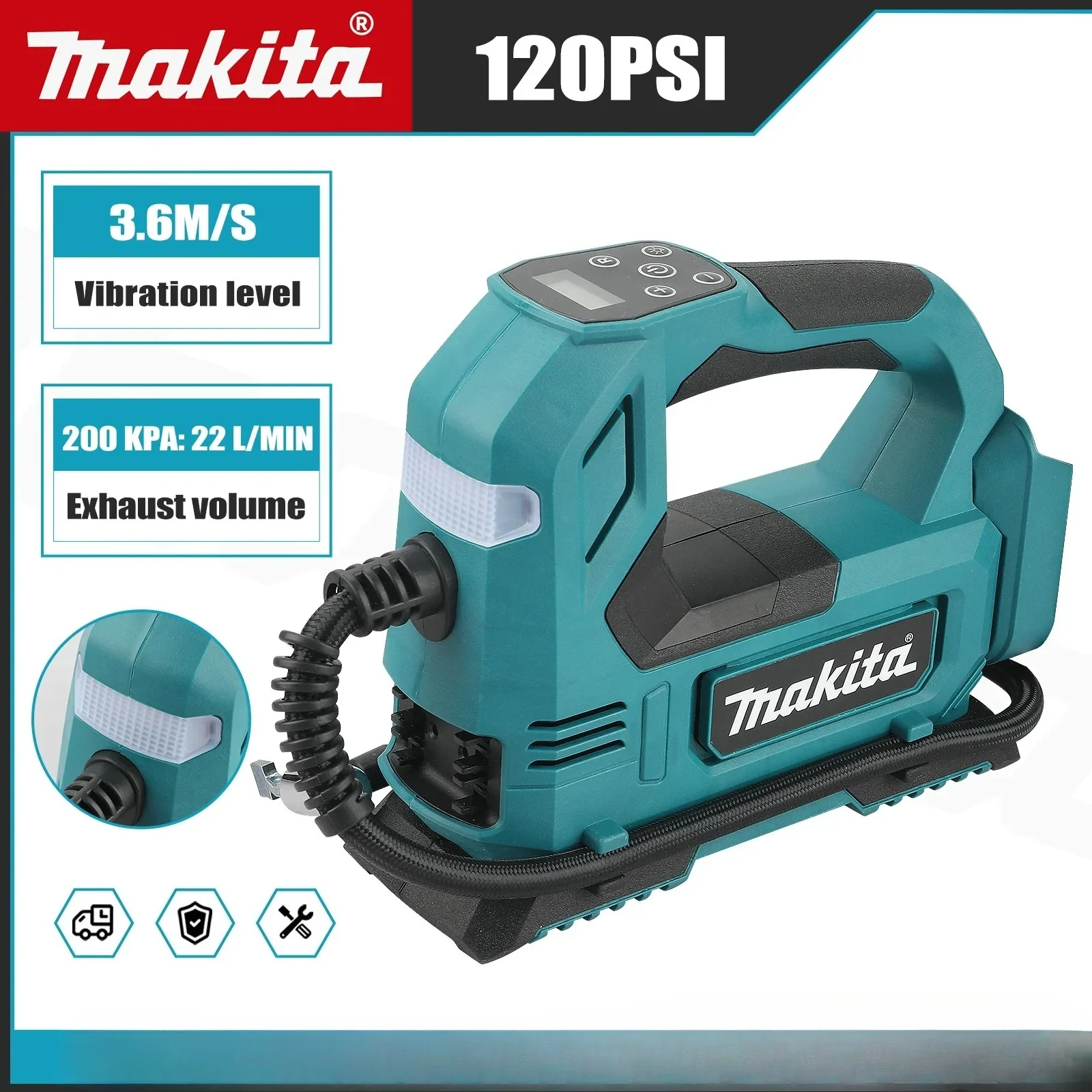 

Makita Portable Tyre Pump with Digital DisplayTool for Cars & Motorcycles brushless air Pump Cordless Air Inflator
