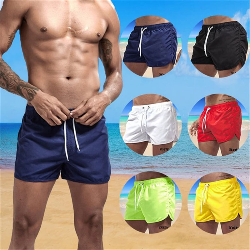 Summer Pocket Swimming Shorts for Men Swimwear Male Swimsuit Homme Trunks Bathing Beach Jogging Surf Casual Short Board Pants