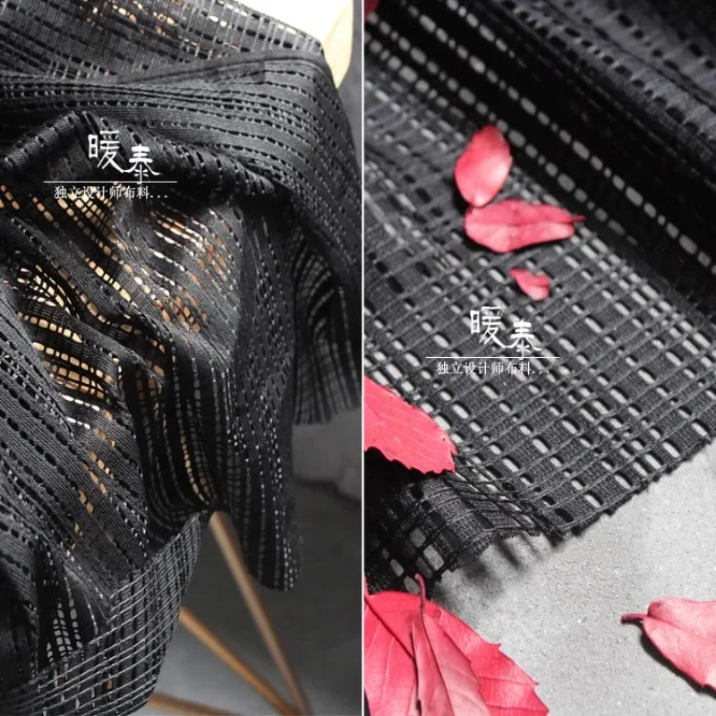 Black Knitted Net Fabric for DIY Sewing Half Length Skirt Short Sleeved Creative Fashion Clothing Design CLOTH Wholesale