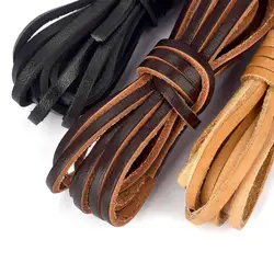 2 Meters Retro Genuine Leather Cord 3/4/5mm Flat Strand Cow Leather Rope 3 Colors Fit Necklace Bracelets DIY Jewelry Accessories