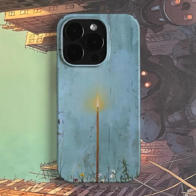 

Blue Candle with Small Flowers Phone Case for IPHONE 17 Air 16E 15 PROMAX 14 Plus 13 12 MINI 11PRO 16Plus XR Acrylic Phone Cover