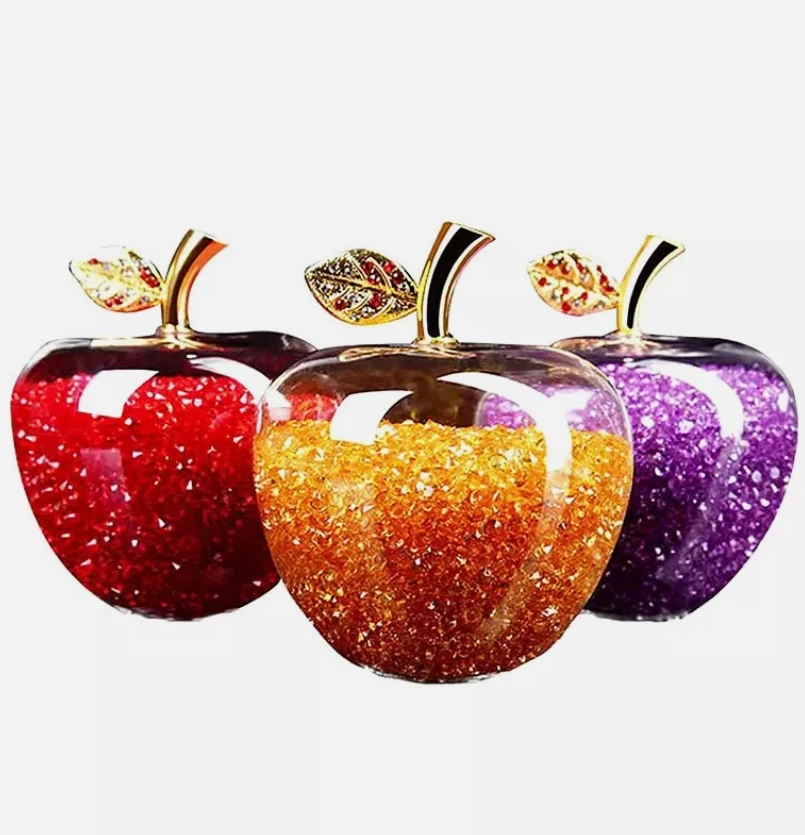 تمثال تفاح زجاجي لامع ، ديكور منزلي من الكريستال ، هدية عيد الميلاد ، زخرفة سطح المكتب ، هوب