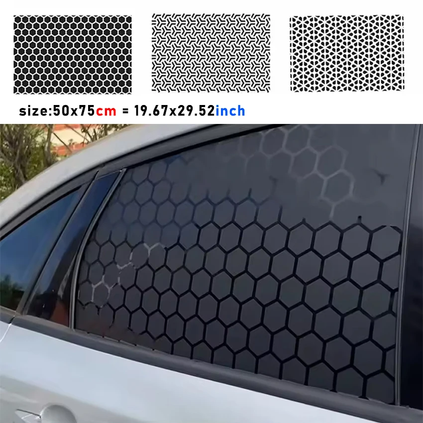 Auto-Seitenfenster-Wabenmuster-Aufkleber in Mattschwarz für dreieckige Fensterdekoration, Vinyl-Aufkleber, universell für alle Fahrzeugzubehörteile