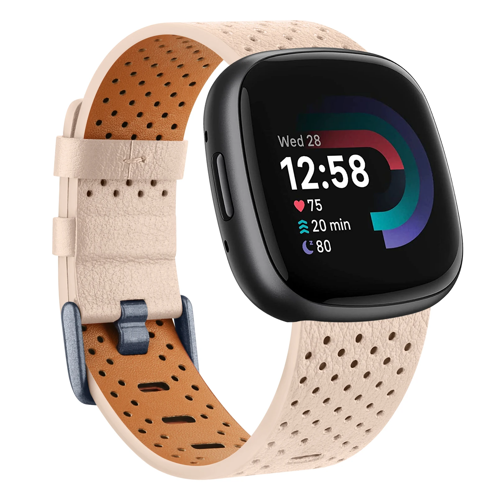 Tobfit 100 % Lederarmband für Fitbit Versa 3/Versa 4 Band Armband Armband für Fitbit Versa 3/Versa 4/Sense/Sense 2 Armband 3