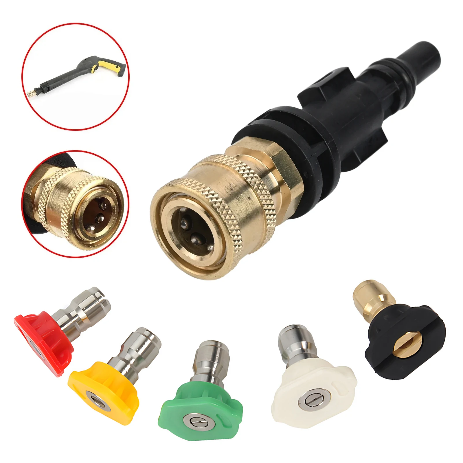Adaptateur de connexion rapide pour nettoyeur haute pression, prise rapide 1/4 "avec buse 5 couleurs, adapté à LAVOR/Sterwins/Parkside en plastique Durable 6 pièces