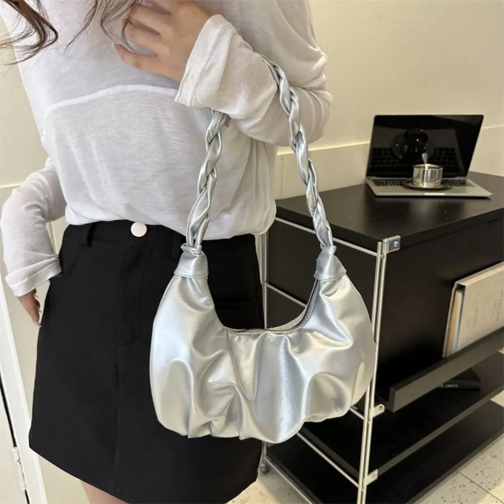 

Casual Sweet Cloud Shoulder Bag Elegant Korean Style Dumplings Bag Wrinkle Minority Design Handbag Outdoor