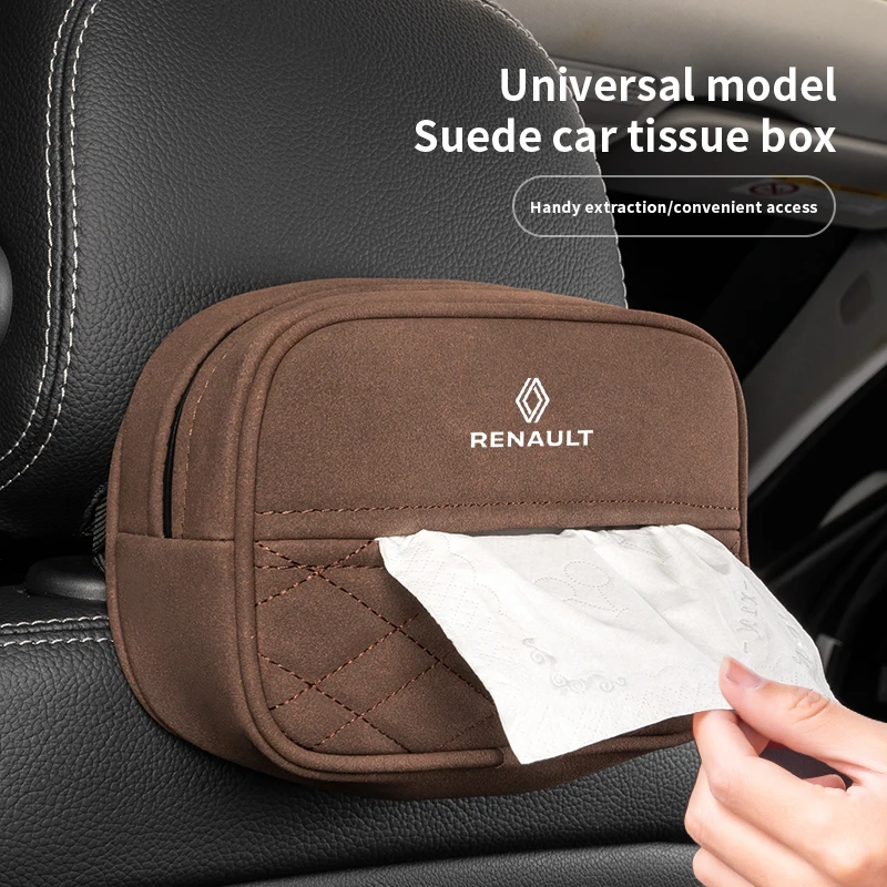 Car Accessories Suede Tissue Boxs Organizer For Renault Koleos Kadjar Captur Megane QM6 Clio Espace Scenic Duster Fluence Twingo