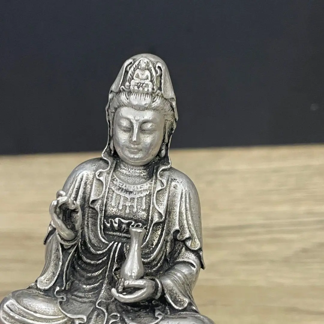 Retro antique copper Guanyin ******lver bottle Guanyin Bodhisattva Buddha statue Guanyin statue ornament is dedicated to handicr
