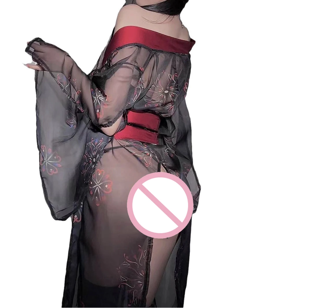 

Sexy Japanese Kimono Robe for Women - Sheer Gauze See-Through Pajama Dress, Lingerie & Bathrobe