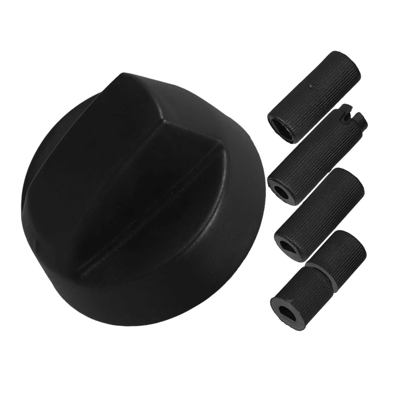 Black Universal Stove Oven Gas Grill Control Knobs 5 Adapters Heat Resistant Replacement For Timer Burner Bbq Range Compatible