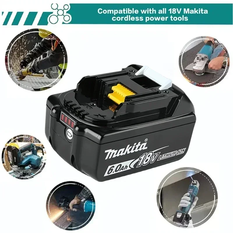 BL1860B 100% original Makita 18V6.0Ah rechargeable power tool battery, replaceable Makita 18V tool lithium-ion battery DGA404