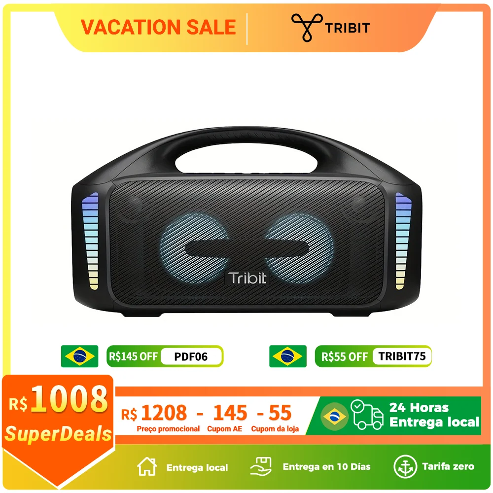 Alto-falante portátil Bluetooth Tribit 90W StormBox Blast alto-falante sem fio ao ar livre IPX7 impermeável festa acampamento alto-falante 30H Playtime