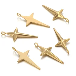 5pcs/Lot Stainless Steel Cross Star Shape With Holes Pendants DIY Necklace Bracelet Charms Jewelry Gifts Accessories