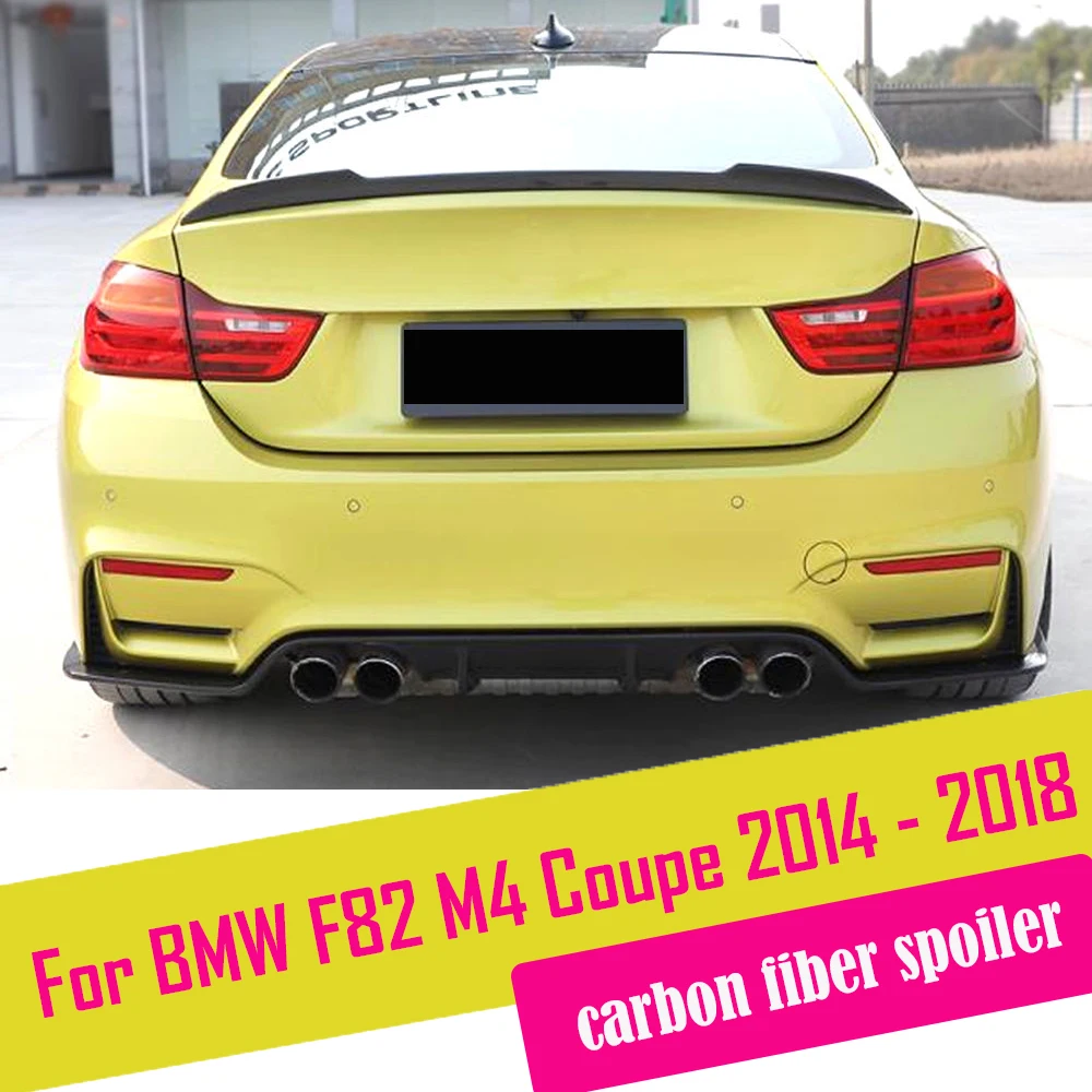 

Задний спойлер из углеродного волокна M4, крыло багажника для BMW F82 M4 Coupe 2014-2018, комплект кузова, молдинг, сплиттер, крышка, отделка, автомобильные аксессуары