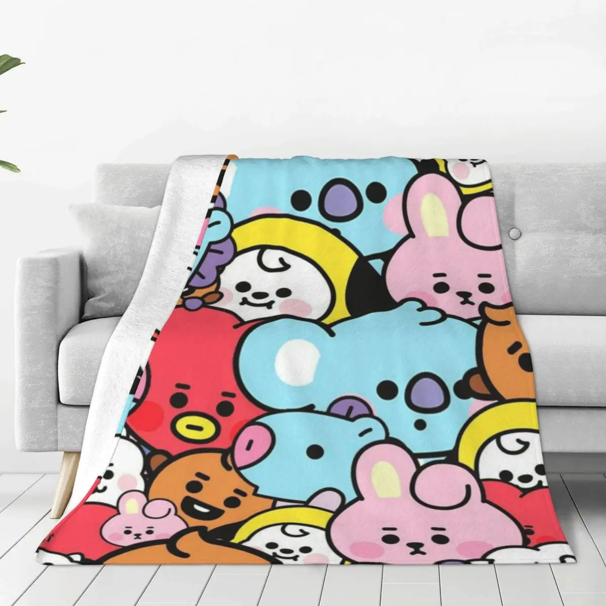 

BTS21 Plush Flannel Blanket - Warm and Snuggly Fleece Throw for Couch, Bed, and Camping Adventures Any Time of Year