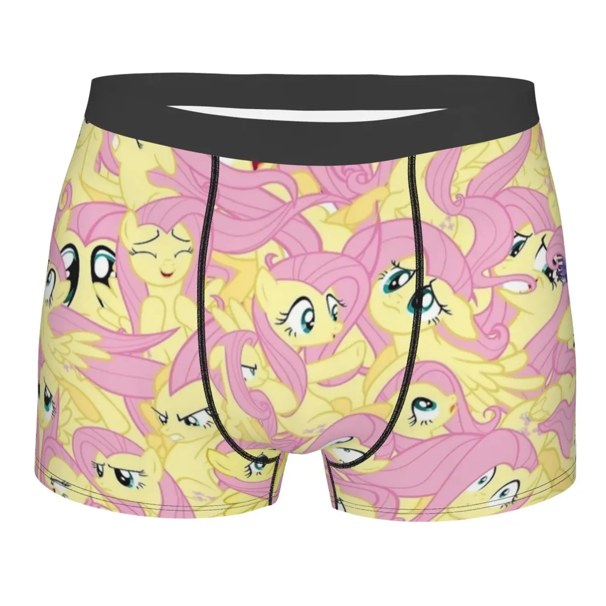 Funny Boxer Fluttershy Mess MLP Shorts Panties Briefs Men Underwear Cartoon Polyester Underpants for Male Plus Size