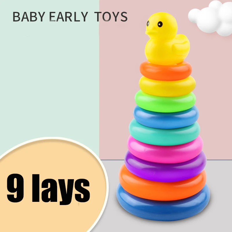 Regenbogen Stapelring Turm Montessori Pädagogisches Babyspielzeug Pyramide Turm Tasse Dinosaurier Stapelspielzeug Strand Pool Spielzeug