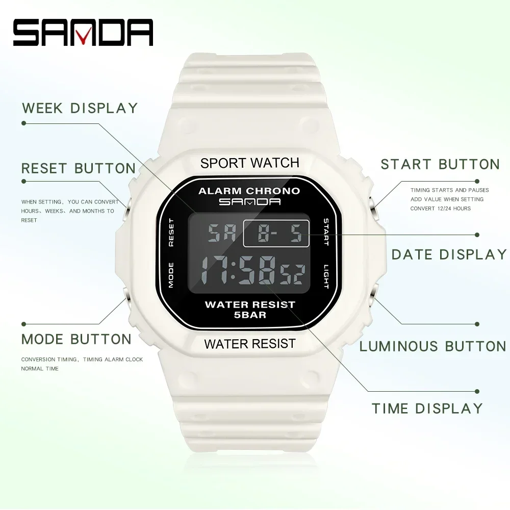 SANDA Fashion Top Brand G Style Digital Womens Watch Luxury Military Sport Waterproof Alarm Stopwatch Electronics Clock Ladies'