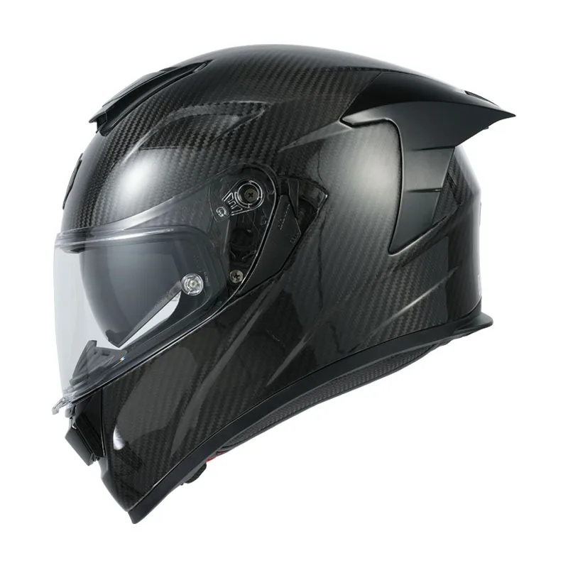 Motorcycle helmet, men's and women's true carbon fiber dual lens motorcycle racing big tail wing, all season anti fog helmet