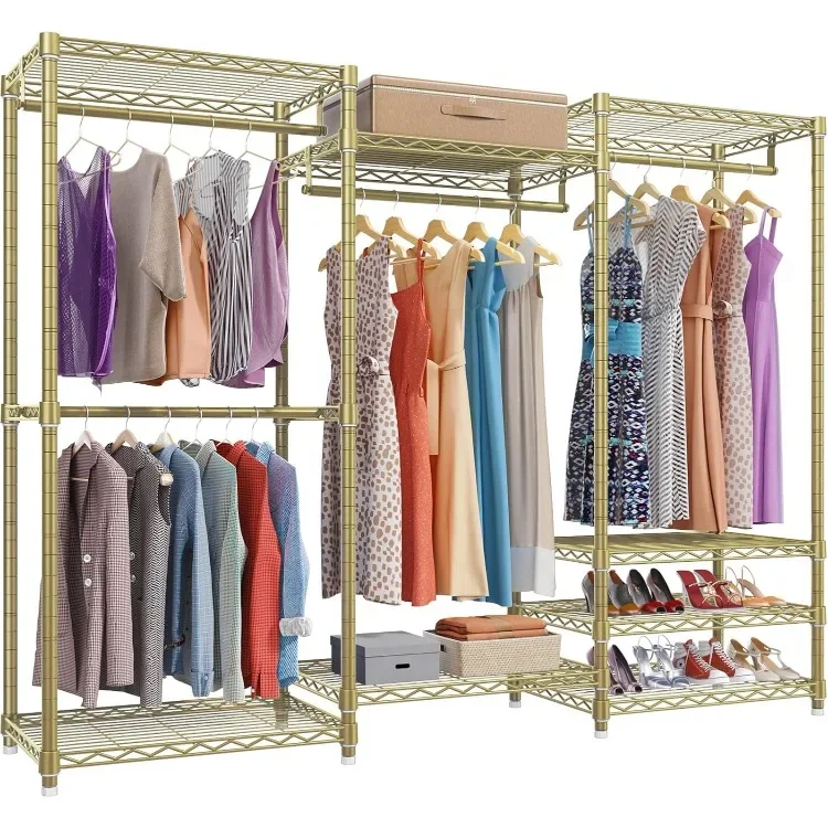 home.V5 Portable Closet Wardrobe Heavy Duty Clothes Rack, Freestanding Metal Clothing Rack Custom Closet Rack with 8 Adjustable