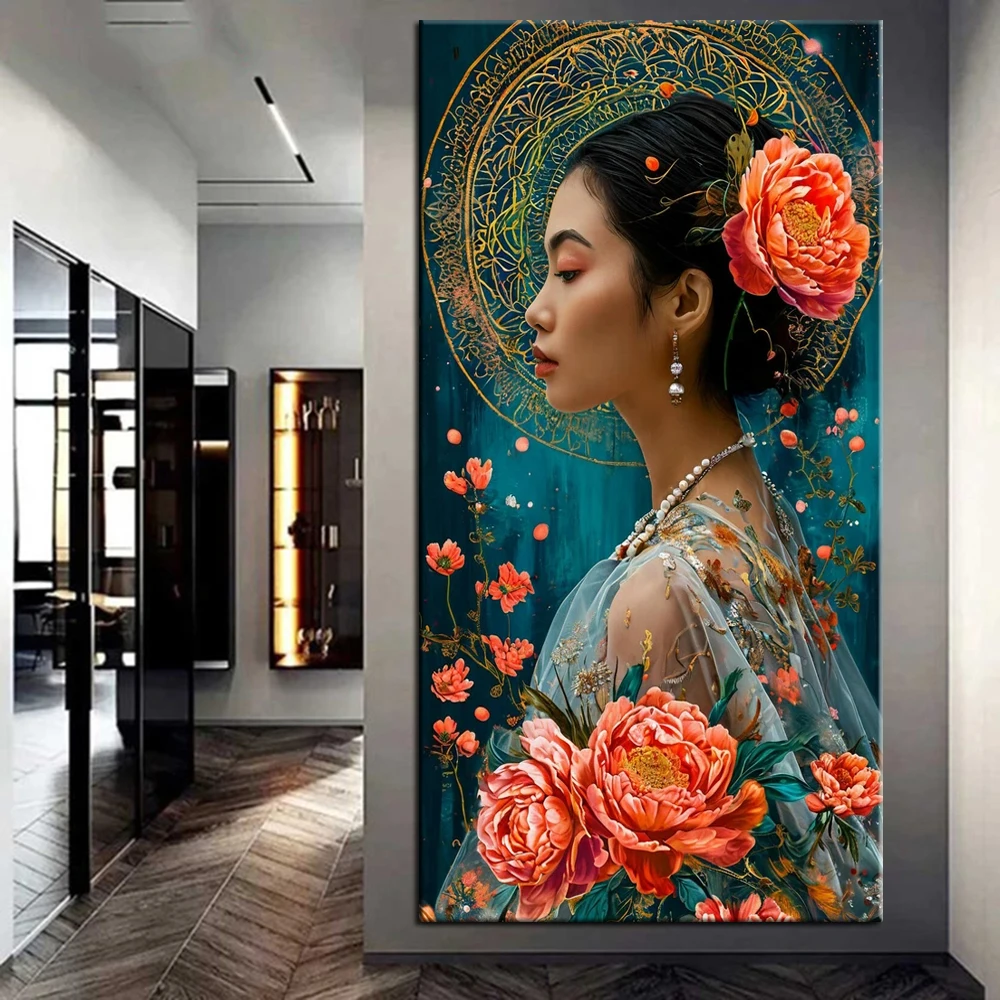 DIY Diamond Painting Cross Stitch Kit Japanese Geisha and Flower Full Drills Diamond Mosaic New Collection 2024 Home Decor Gift