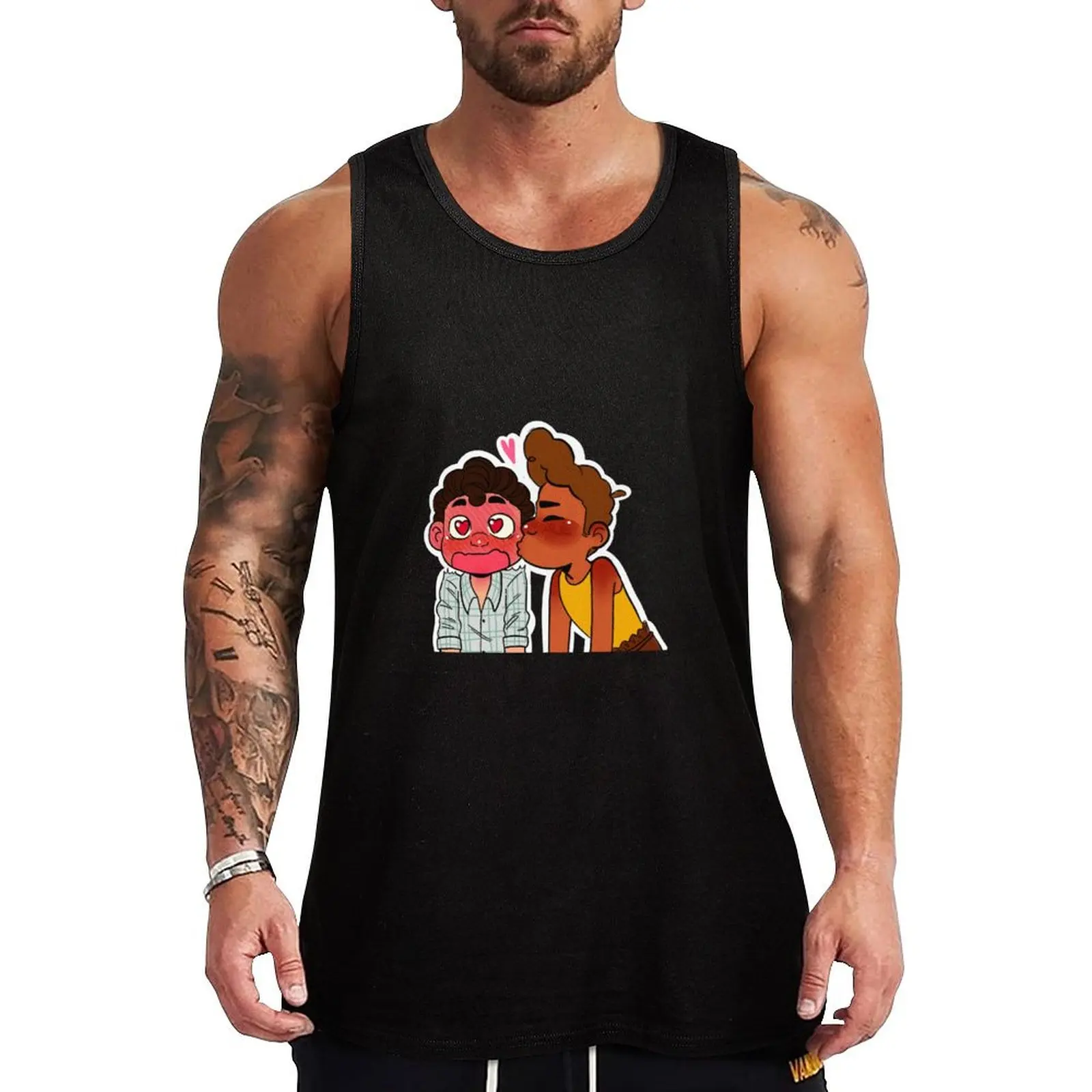 

Alberto kissing Luca Tank Top Gym T-shirts for men Men gym sportswear Sleeveless top