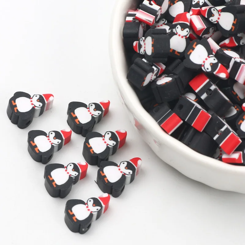 20/50/100pcs Christmas Penguin Spacer Beads Polymer Clay Beads For Jewelry Making Handmade Bracelet Necklace Diy Accessories