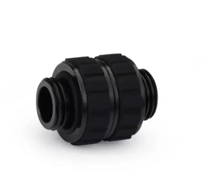 Alphacool Apex Grip Dubbele Nippel OT/OT Rotary G1/4, Mouw 16mm IT/IT Fittingen voor waterkoeling, Chroom, Zwart