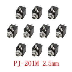 10Pcs PJ-201M 2.5mm Jack Headphone Mono Channel Female Socket Audio Headphone Solder Type Connector Jack 2.5mm Mono