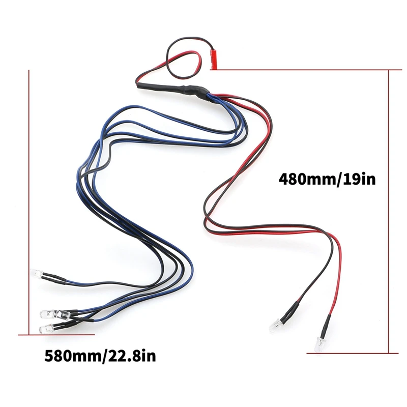 Light 5Mm 6 LED 4 Blue 2 Red 5Mm With Conversion Cable For 1/10 1/8 Axial SCX10 Traxxas TRX4 D90 HSP HPI RC Car