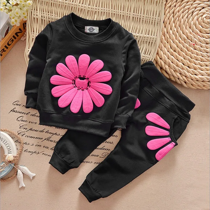 1-4T Infant Sweatshirt Pants Kit Newborn Baby Girl Boy Clothes Outfits Children Toddler Girl Cotton Long Sleeve T-shirt Pant