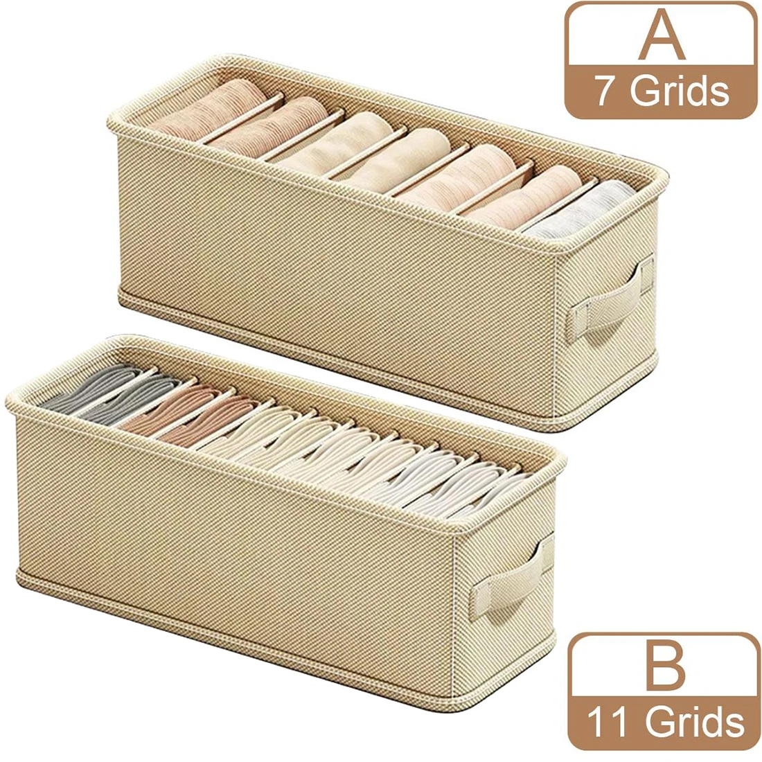 Cajón organizador de 6/7 rejillas, sujetadores, ropa interior, calcetines, caja de almacenamiento, gabinete, caja organizadora de tela, suministros de almacenamiento para dormitorio en casa