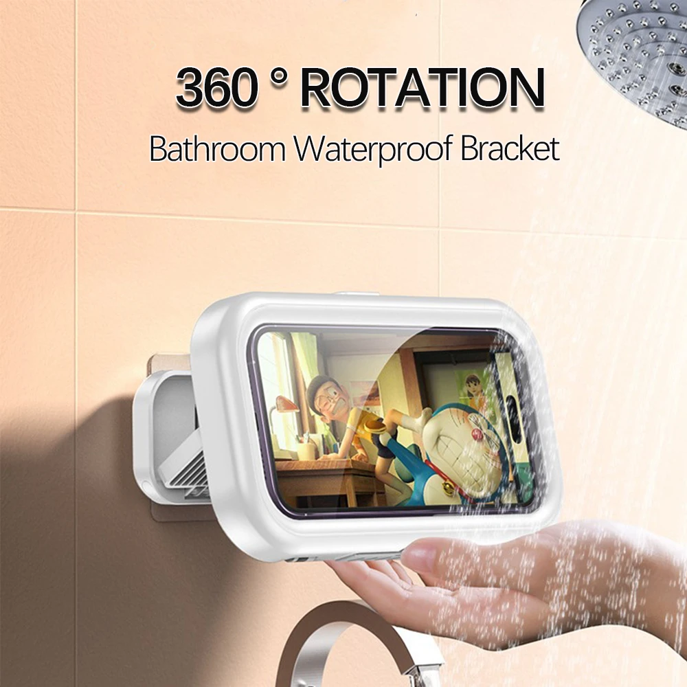 

Waterproof Phone Holder Bathroom Home Wall Mobile Phone Stand Case Self-adhesive Touch Screen Phone Shell Shower Sealing Storage