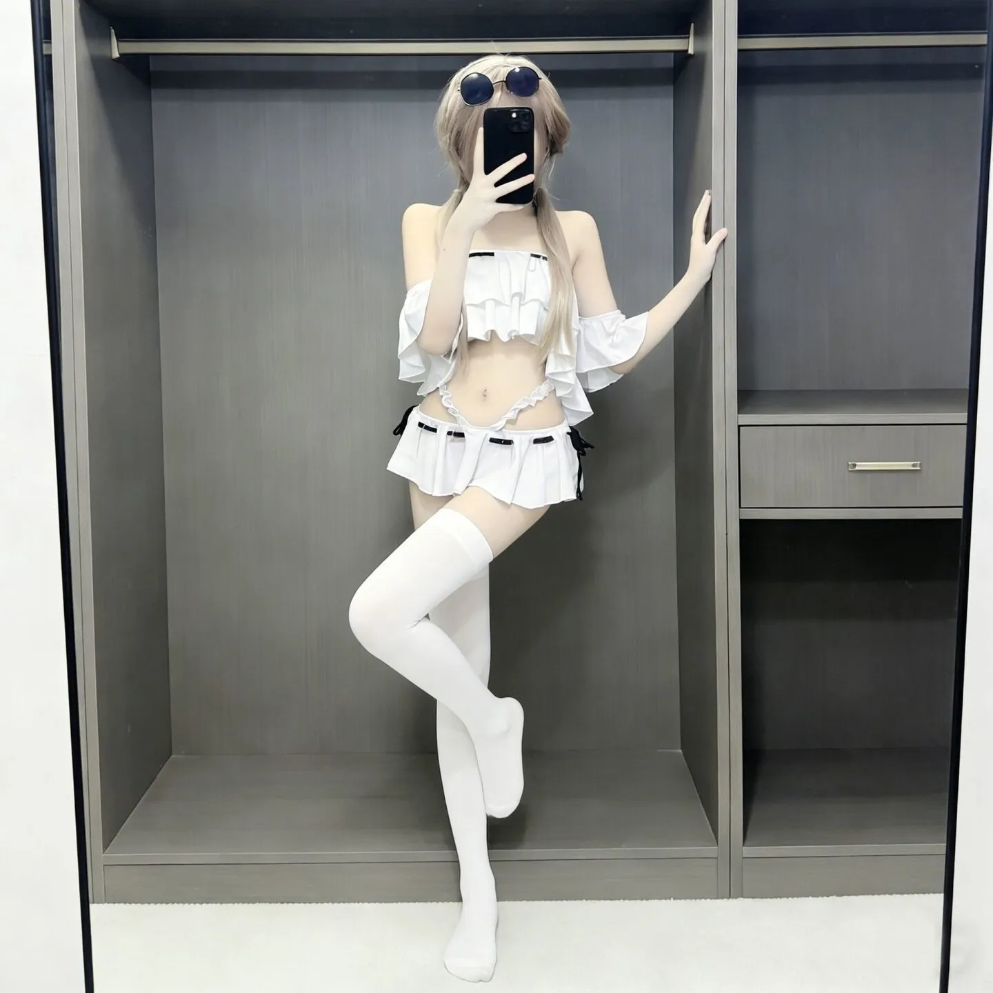 Cute Blue Archive Yurina Cosplay Swimsuit Beach Bikini Separate Women's Clothing Lacy Trim Spa Beachwear Female