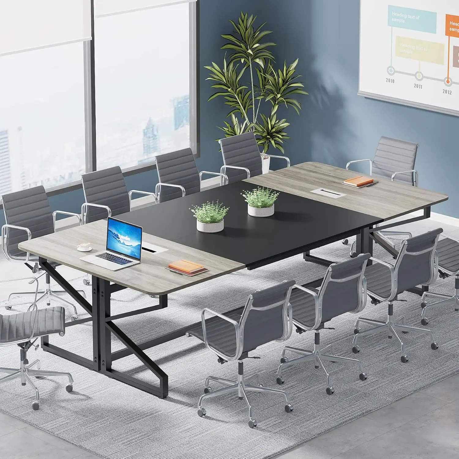 

Tribesigns 8Ft Conference Table, Rectangular Meeting Room Tables With Cable Grommet, 94.48L X 47.24W X 29.52H Inch, Large