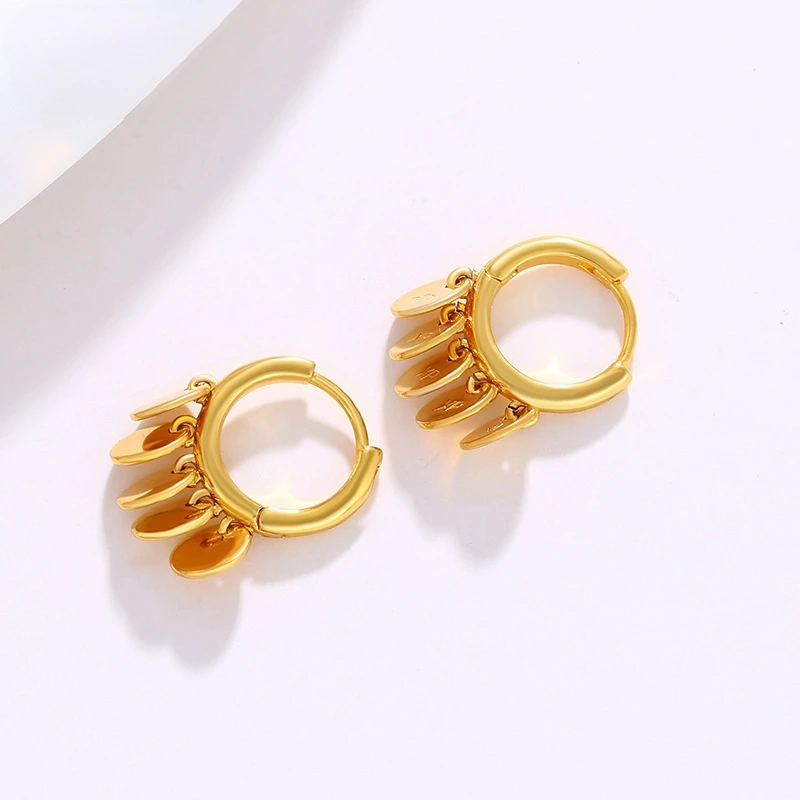 

Dawn's Jewel 24k Gold Plated Heart Sequin Earrings For Women, Fashionable, Simple And Cool Style Ear Buckles