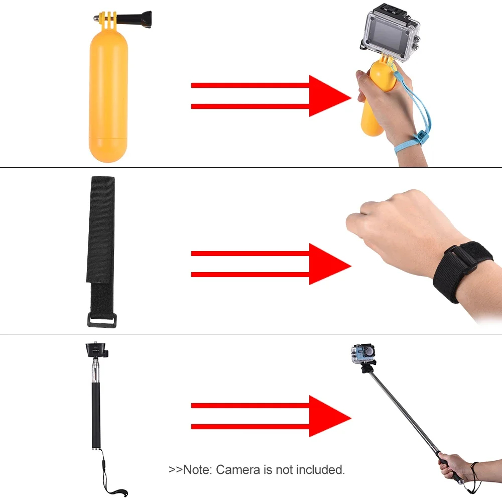 Monopod Tripé Adapter para GoPro Hero, flutuabilidade Rod Kit, Action Camera Acessórios