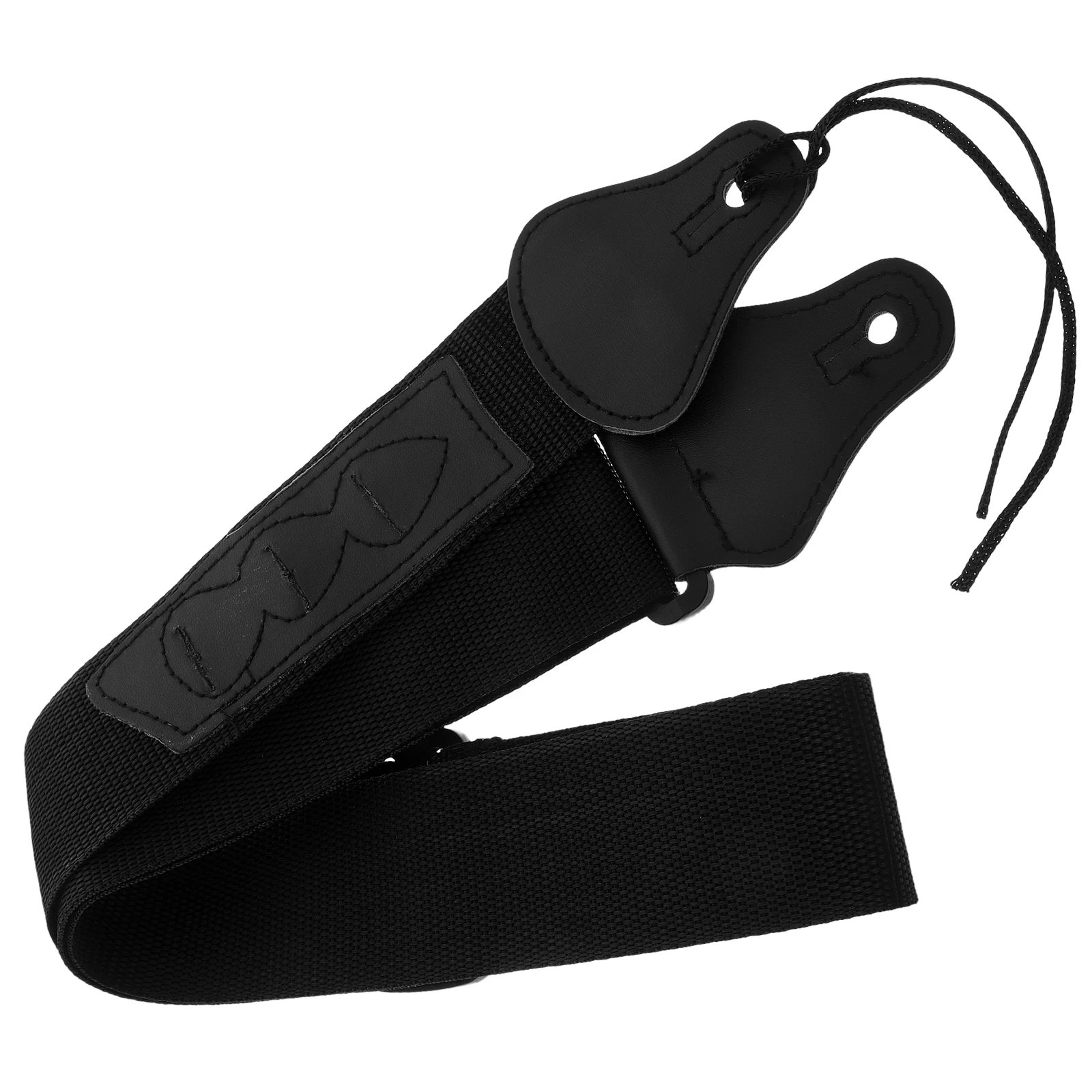 

Guitar Strap Black Acoustic Electric Bass Adjustable Length Pick Holder Durable Nylon Comfortable Wide Shoulder Instrument Part